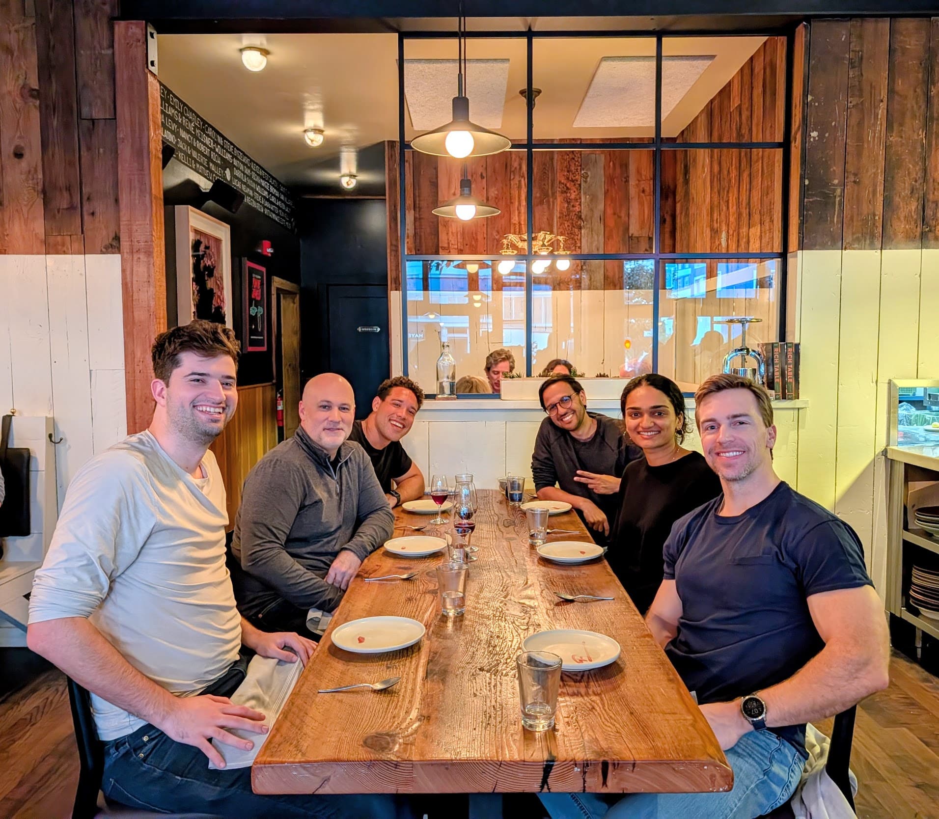 The Frame team at dinner